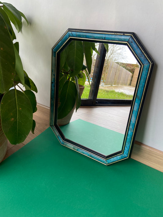 Miroir octogonal vintage tons BLEU