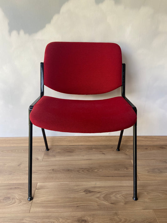 Red chair DSC 106 Giancarlo Piretti for Castelli Aluminum, Italy, 1960s