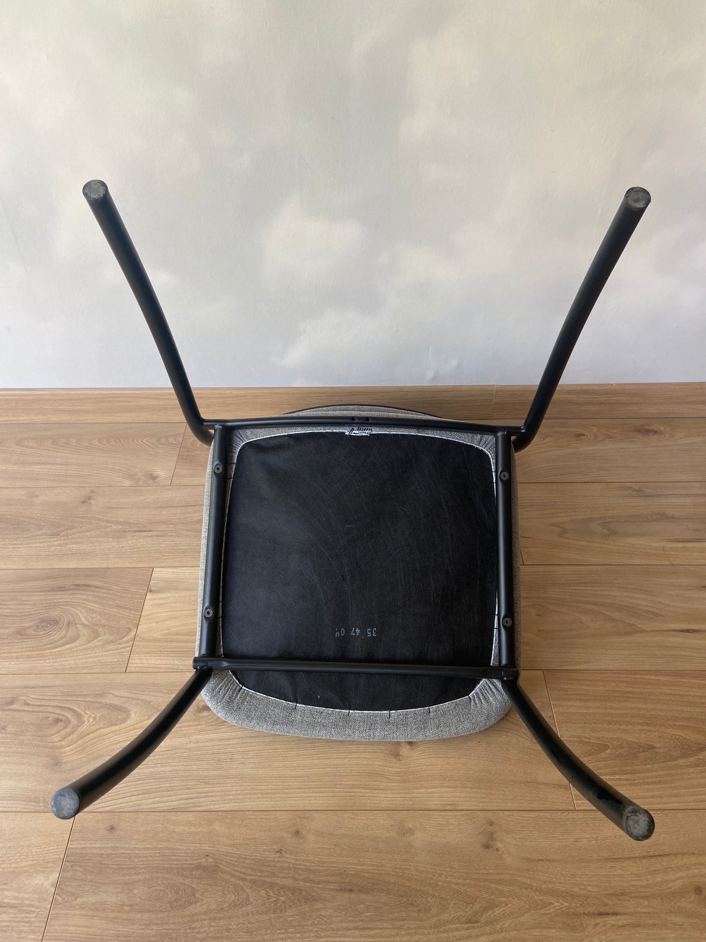 Office chair Grey fabric black metal base