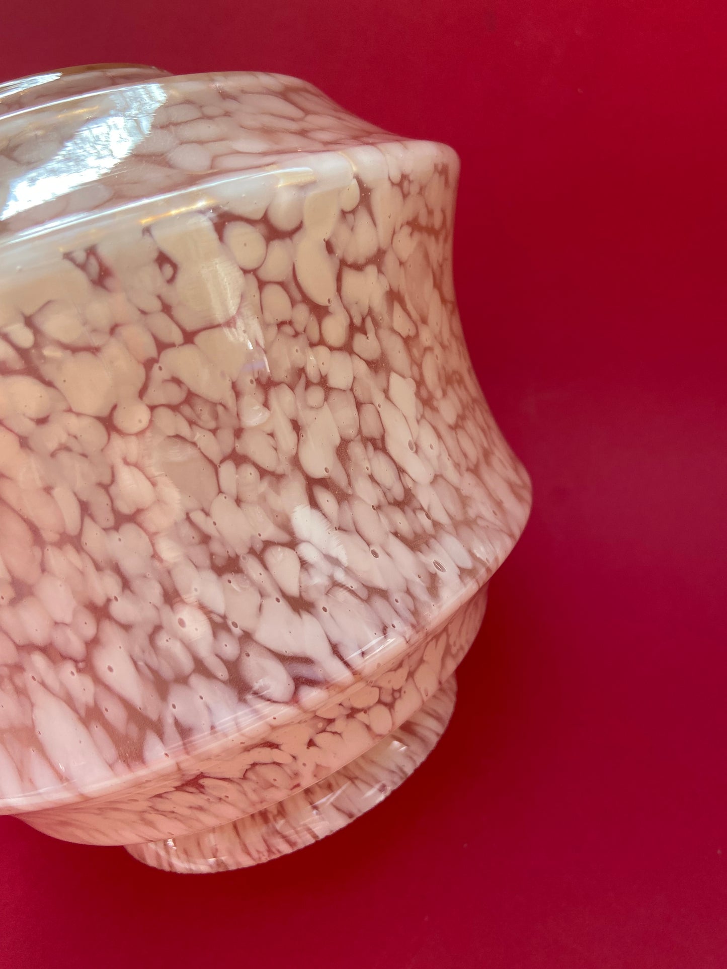 Pale pink speckled lampshade in Clichy glass