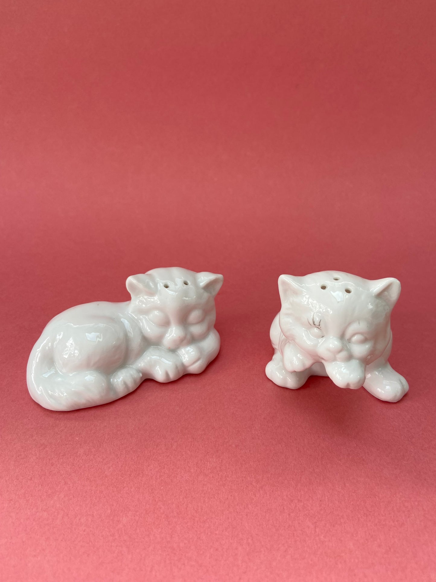 WHITE CAT ceramic salt / pepper shaker