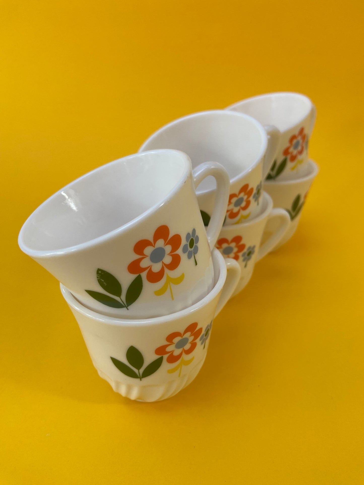 Set of 6 coffee cups with pop FLOWER motif