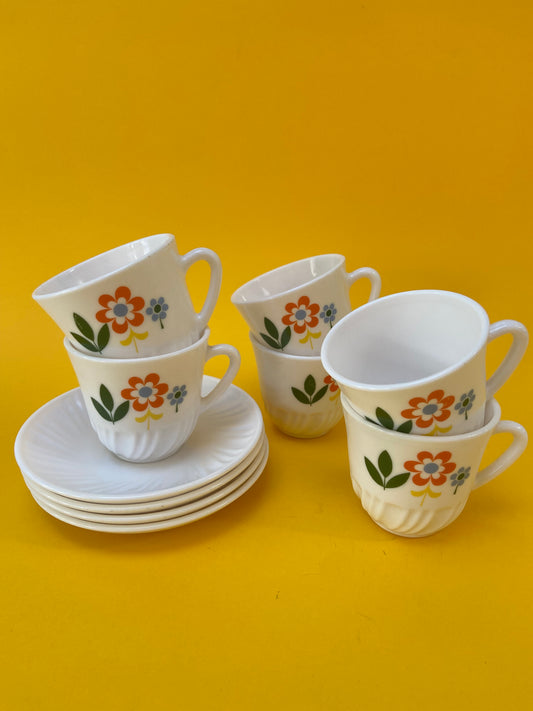 Set of 6 coffee cups with pop FLOWER motif