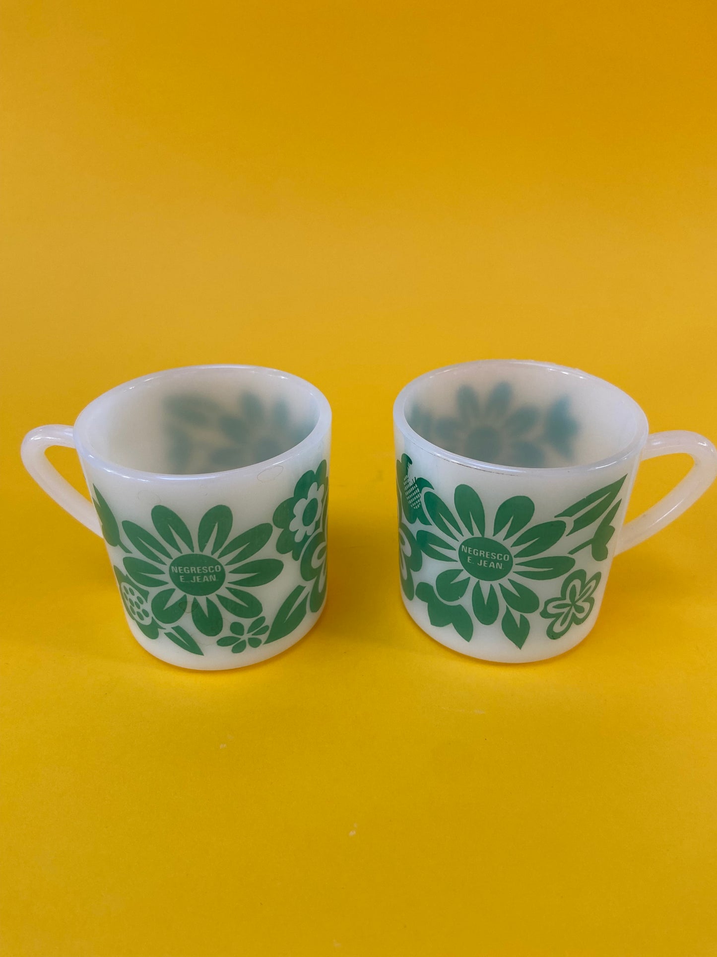 Set of 6 vintage Negresco E.Jean cups with FLOWERS motif