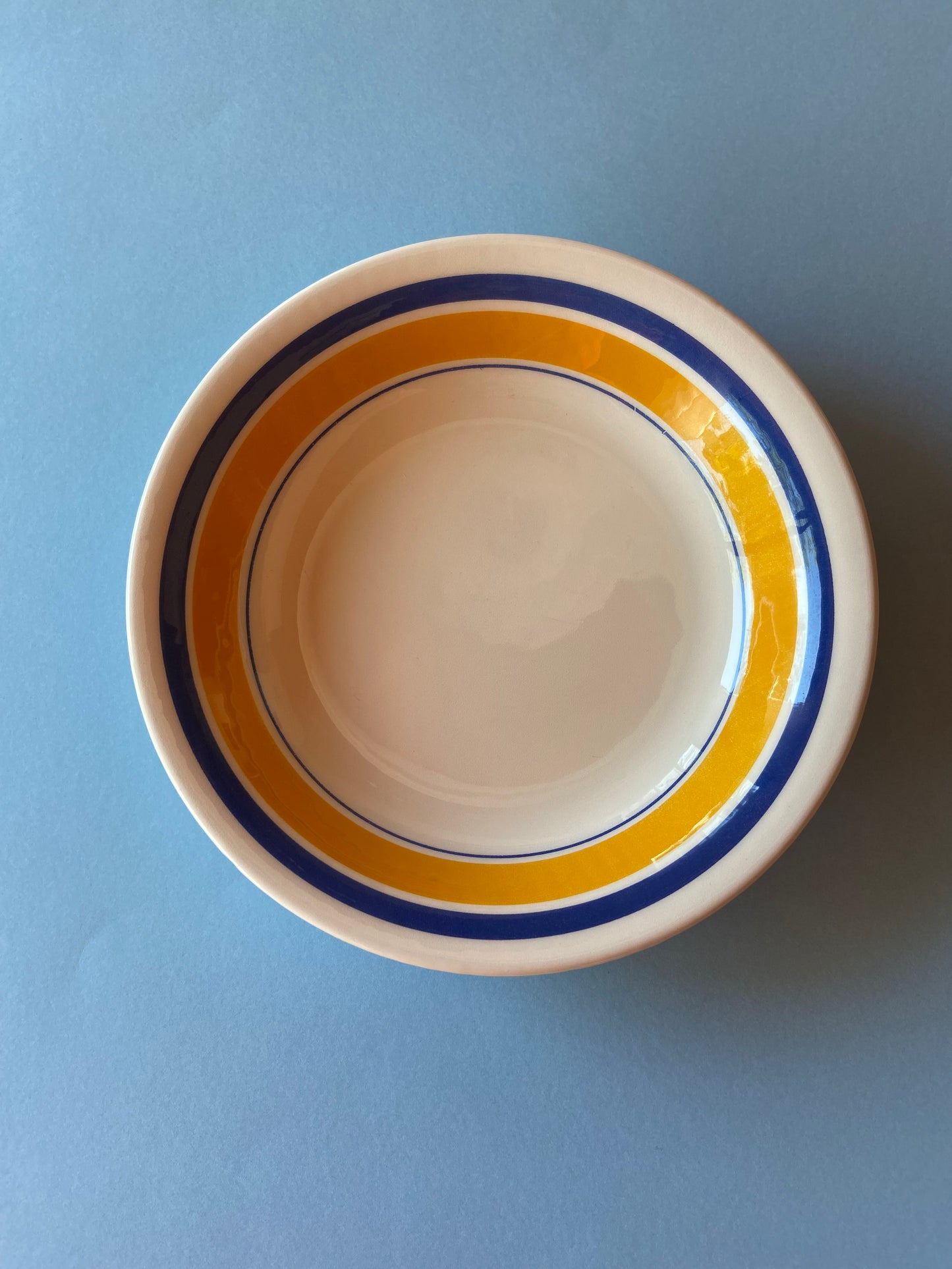 Assiette creuse italienne lignes BLEU/JAUNE