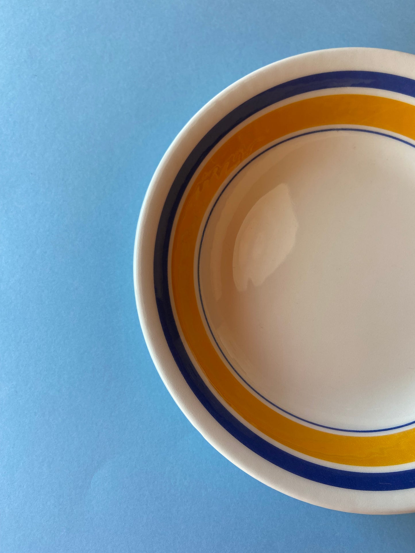 Assiette creuse italienne lignes BLEU/JAUNE