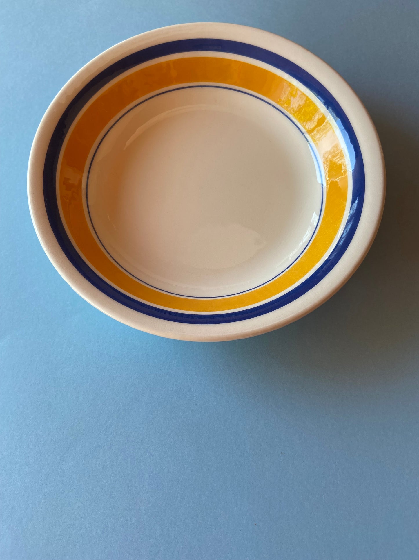 Assiette creuse italienne lignes BLEU/JAUNE