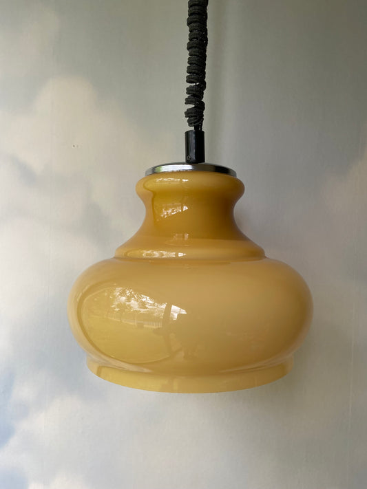 Vintage opaline pendant light from the 70s YELLOW