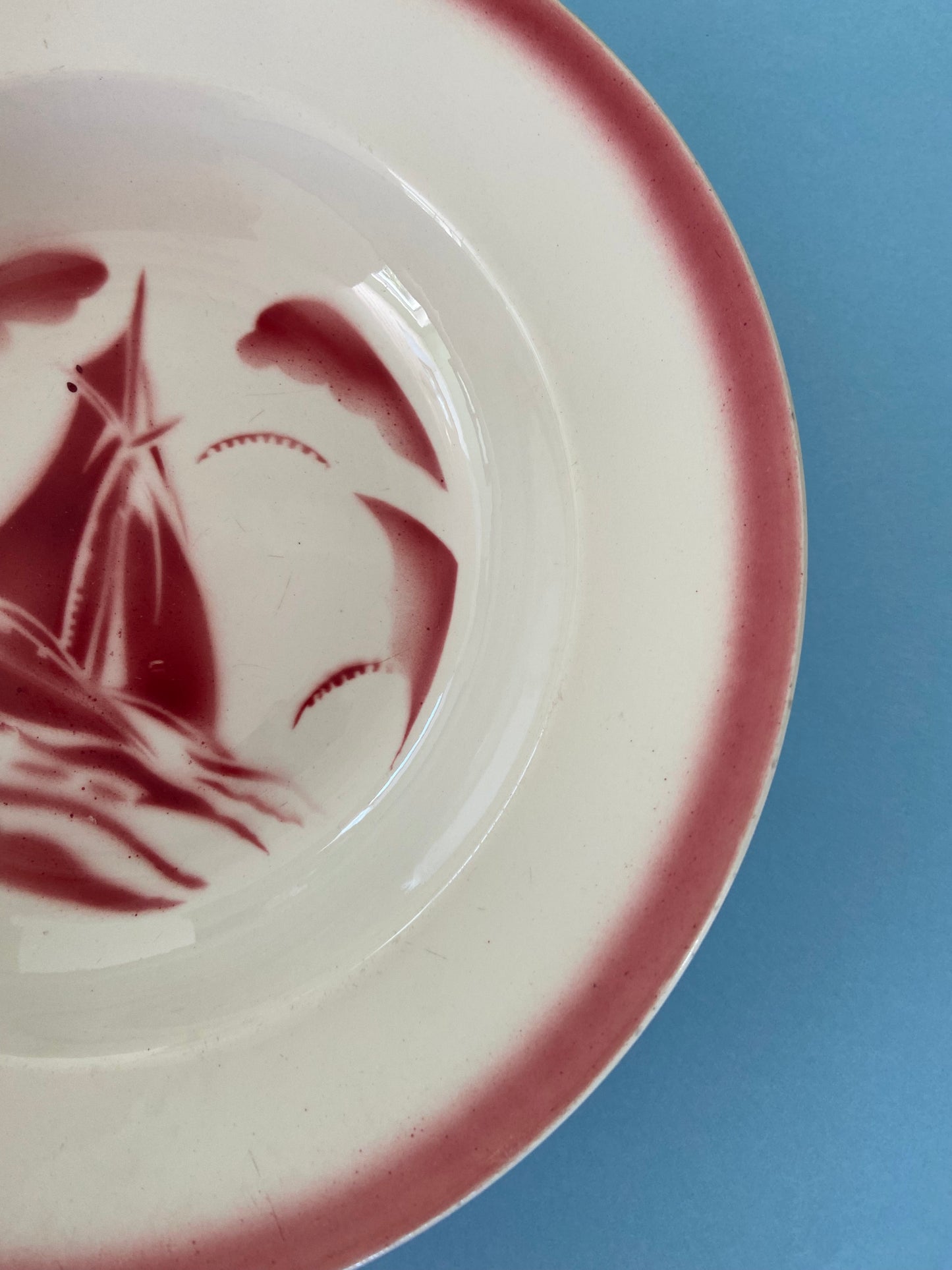 BADONVILLER pink SAILBOAT pattern salad bowl