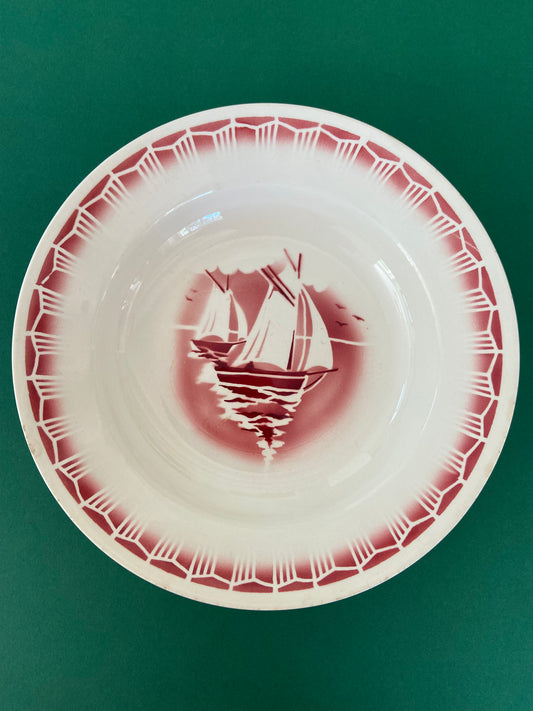 CERANORD ST AMAND Pink Sailboats Salad Bowl