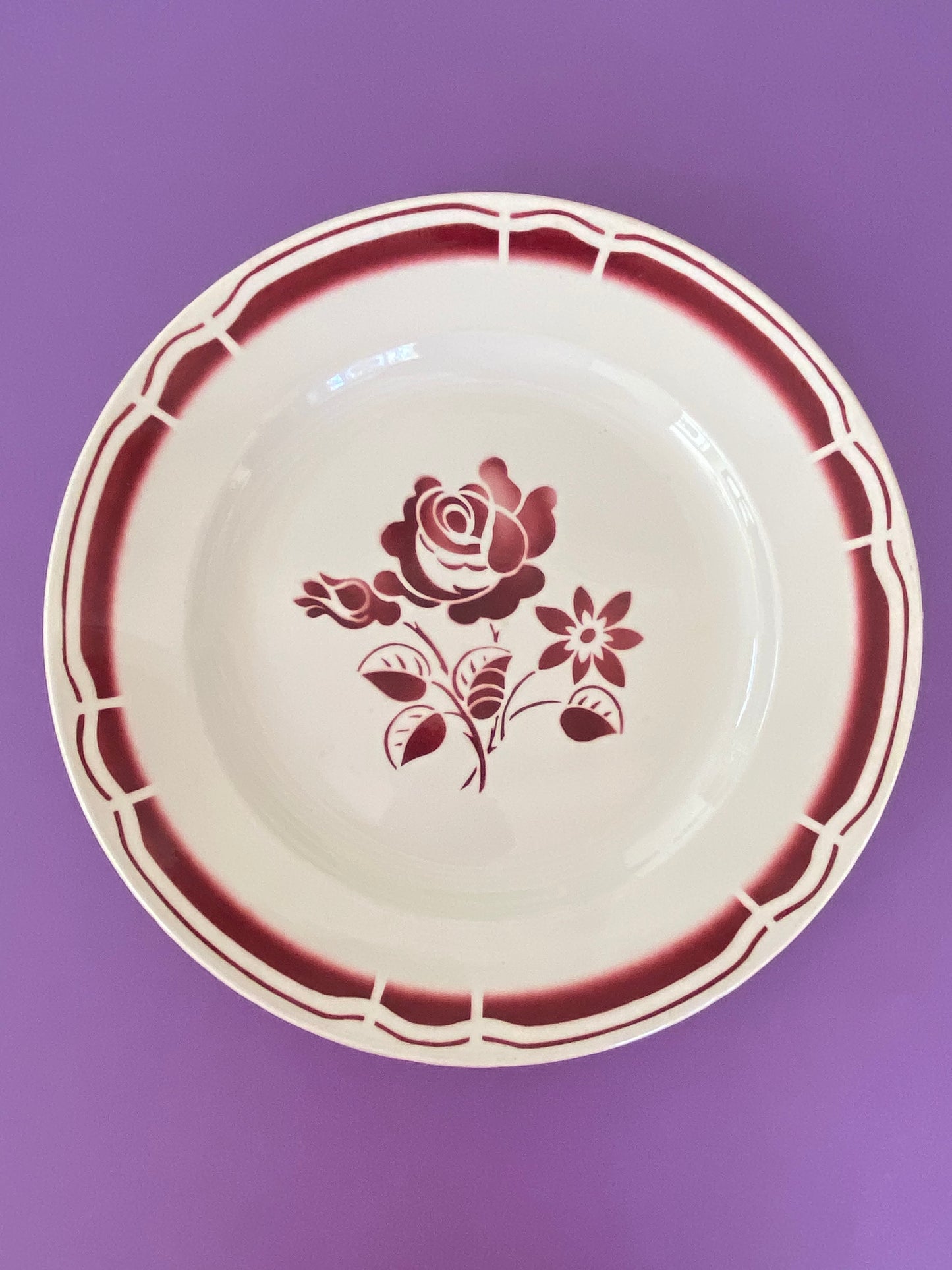 Large Bordeaux Flowers Plate BADONVILLER