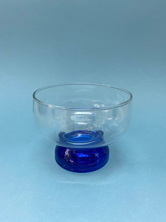 Ice cream / dessert glass cup with blue foot