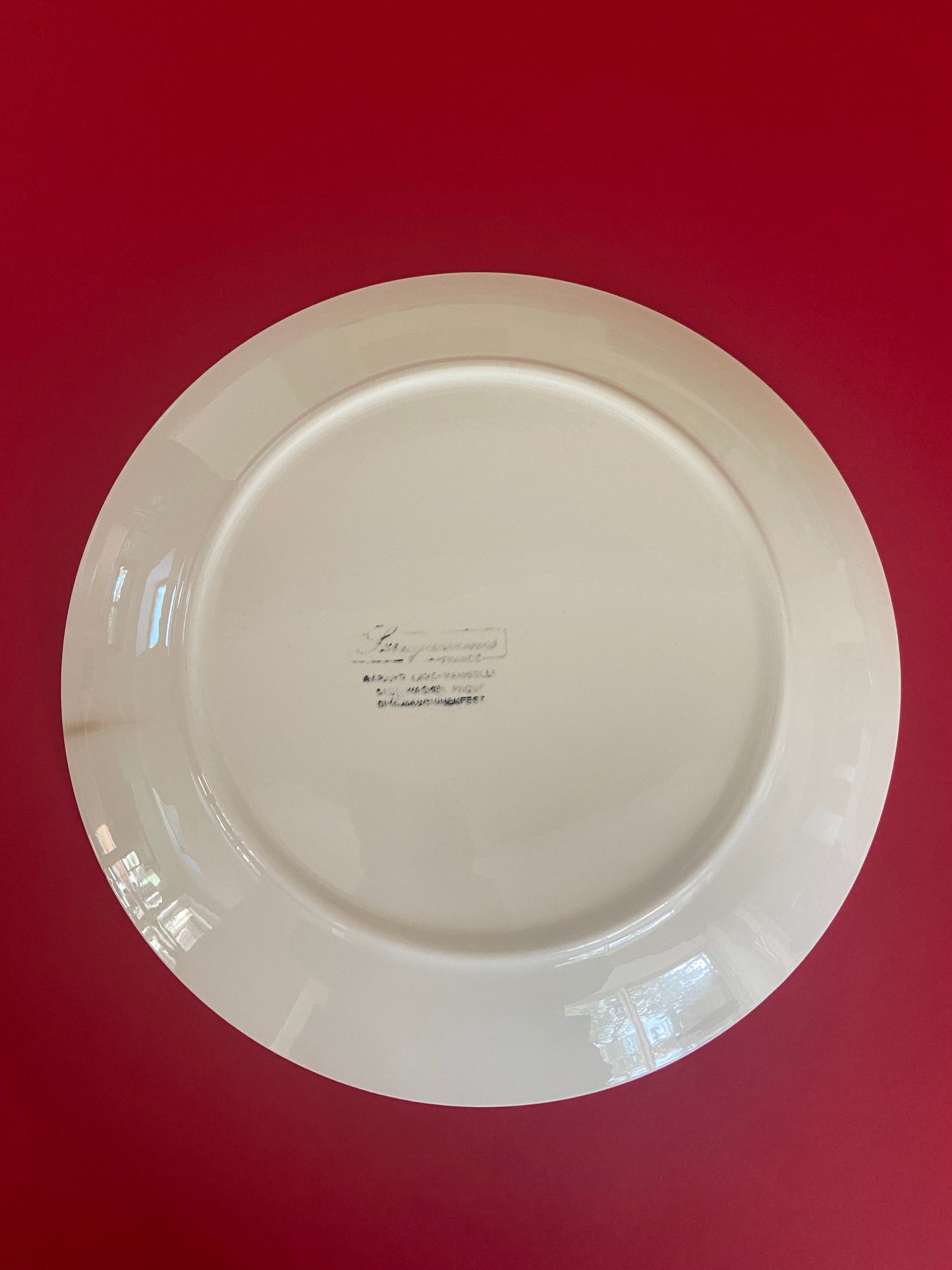 Large SARREGUEMINES plate with pink childish pattern