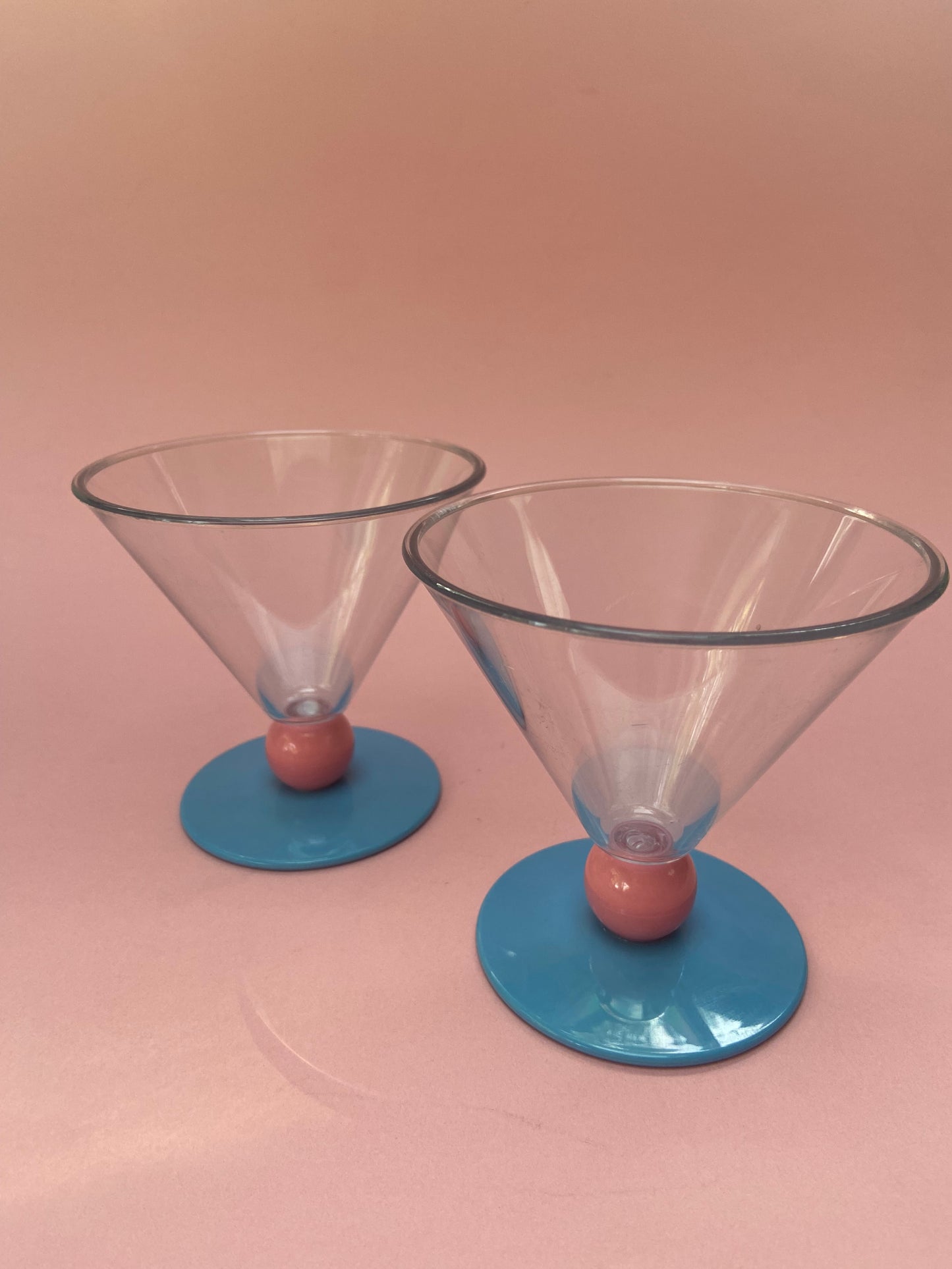 Duo of vintage plastic ice cream cups or cocktail glasses