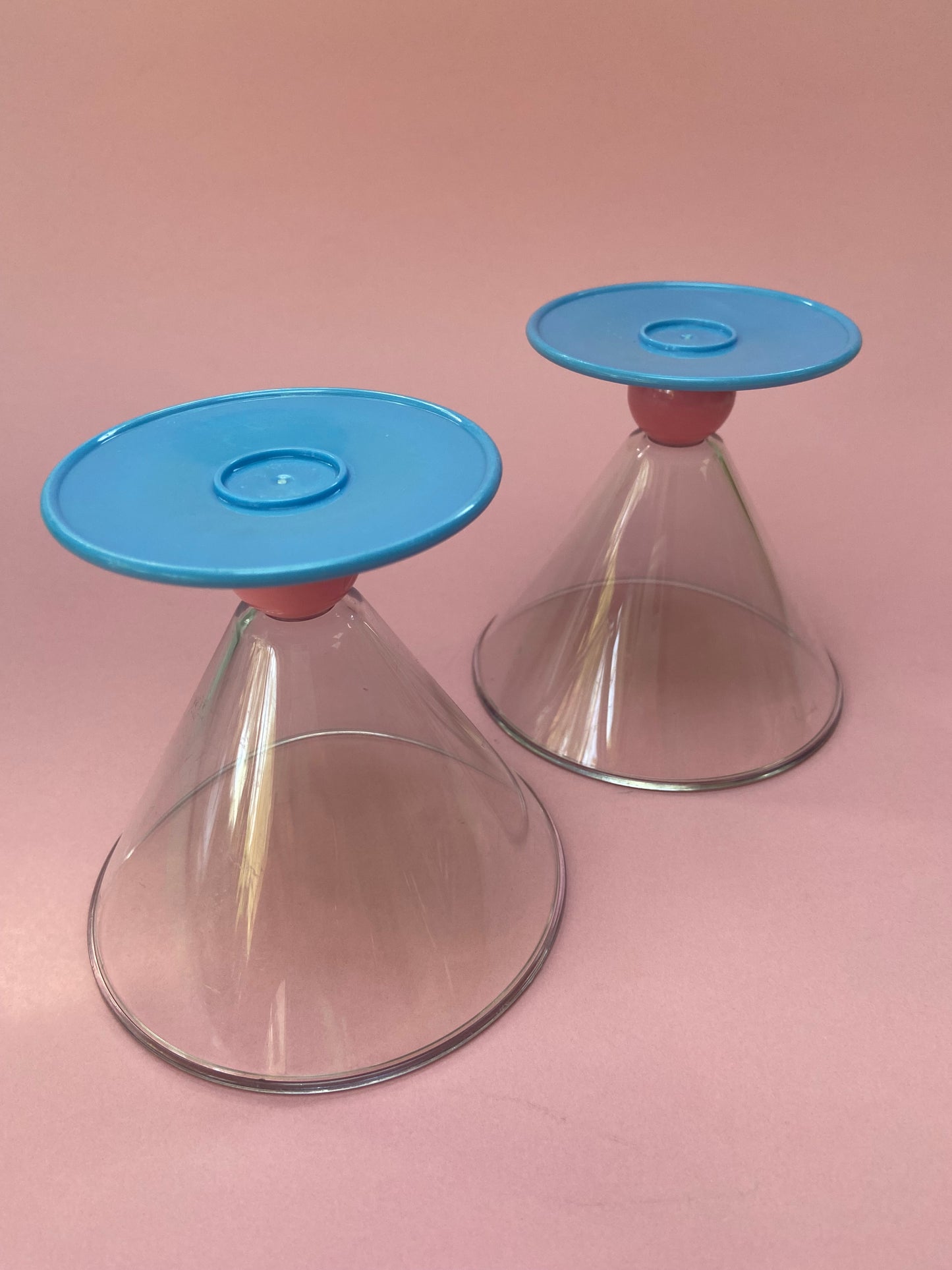 Duo of vintage plastic ice cream cups or cocktail glasses