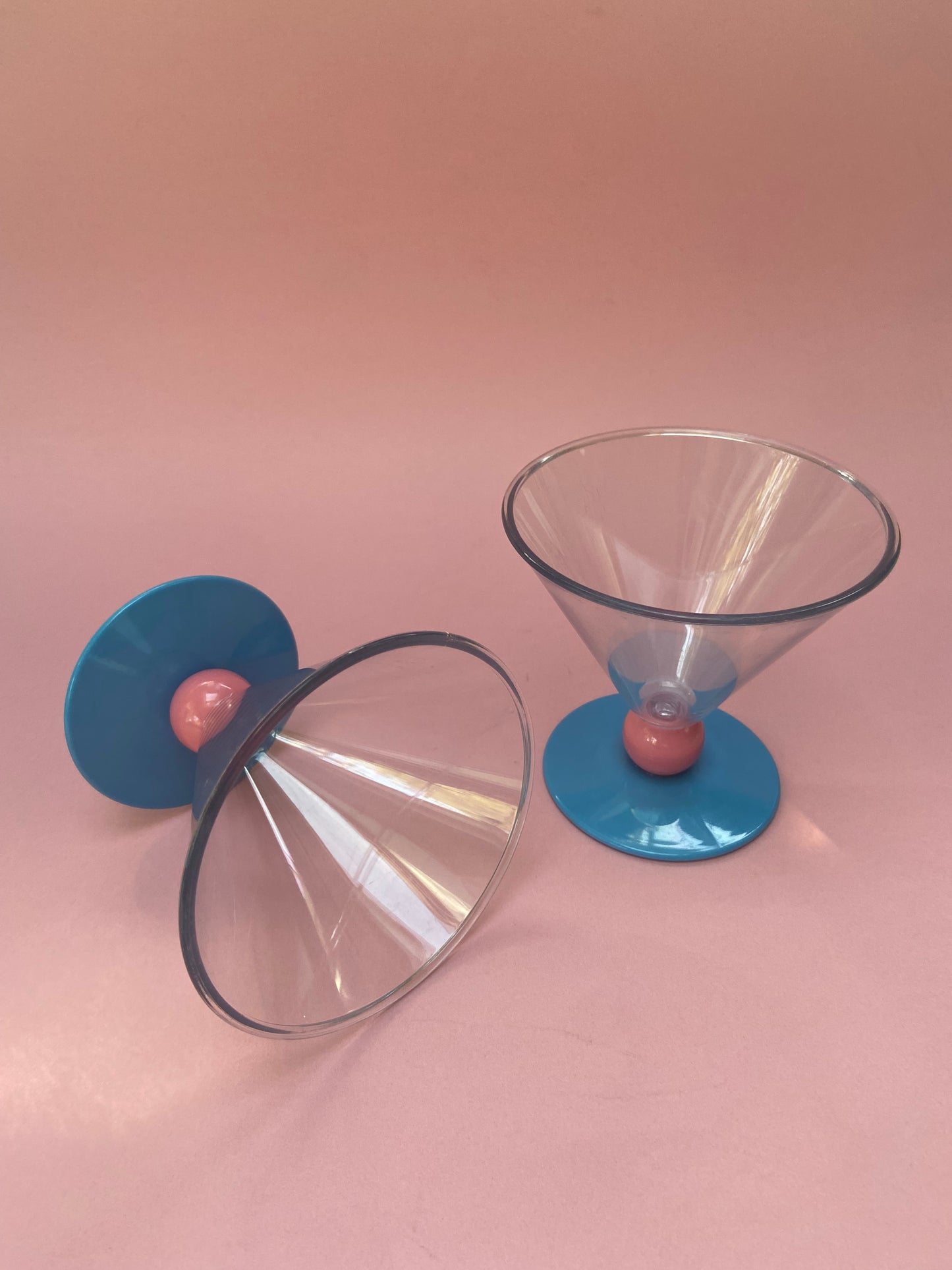 Duo of vintage plastic ice cream cups or cocktail glasses