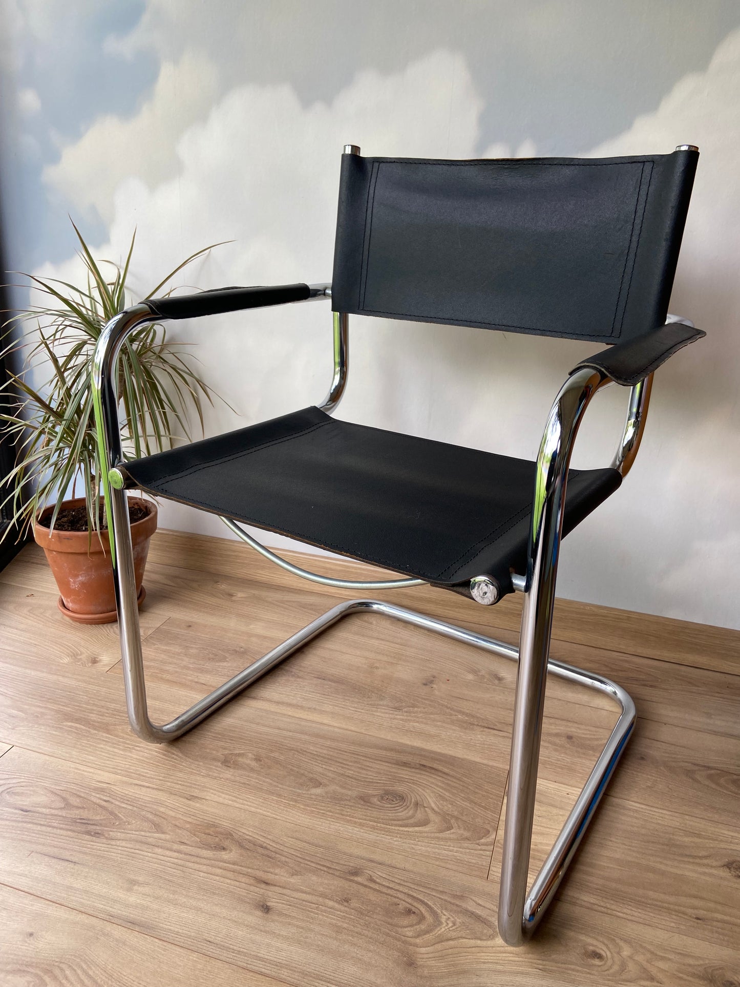 Vintage chrome and leather armchair Breuer style