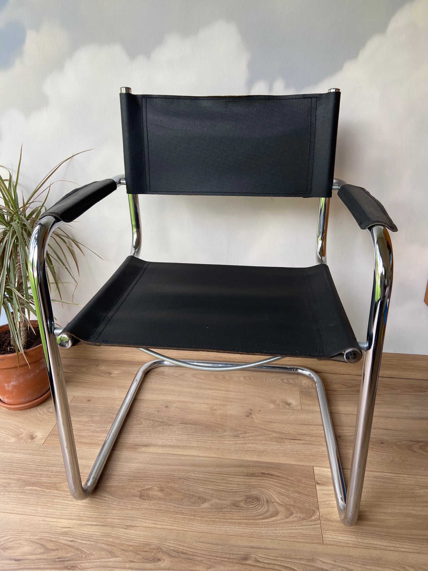 Vintage chrome and leather armchair Breuer style