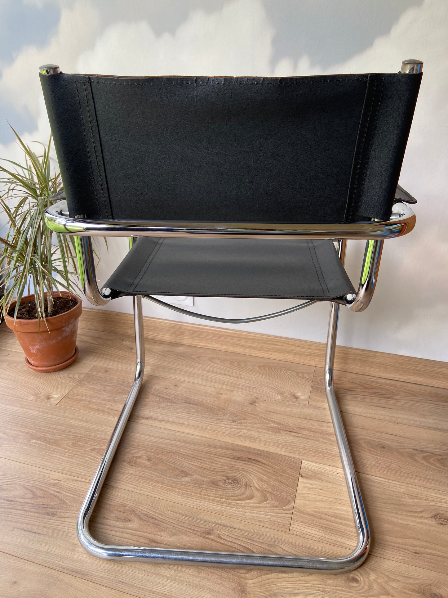 Vintage chrome and leather armchair Breuer style