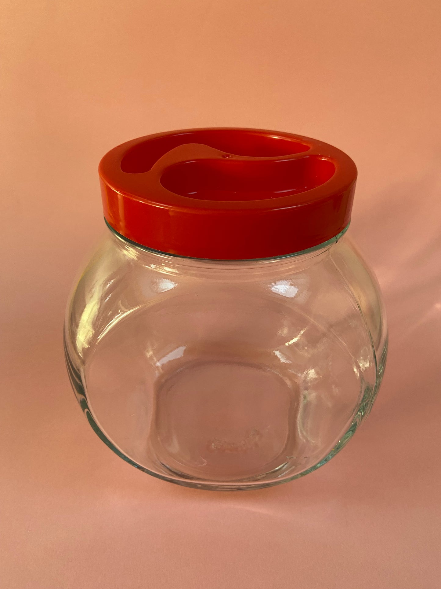 PASABAHCE glass candy box with RED cap