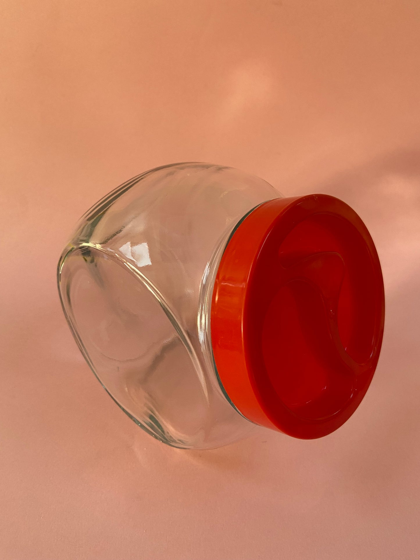 Bonbonnière PASABAHCE en verre bouchon ROUGE