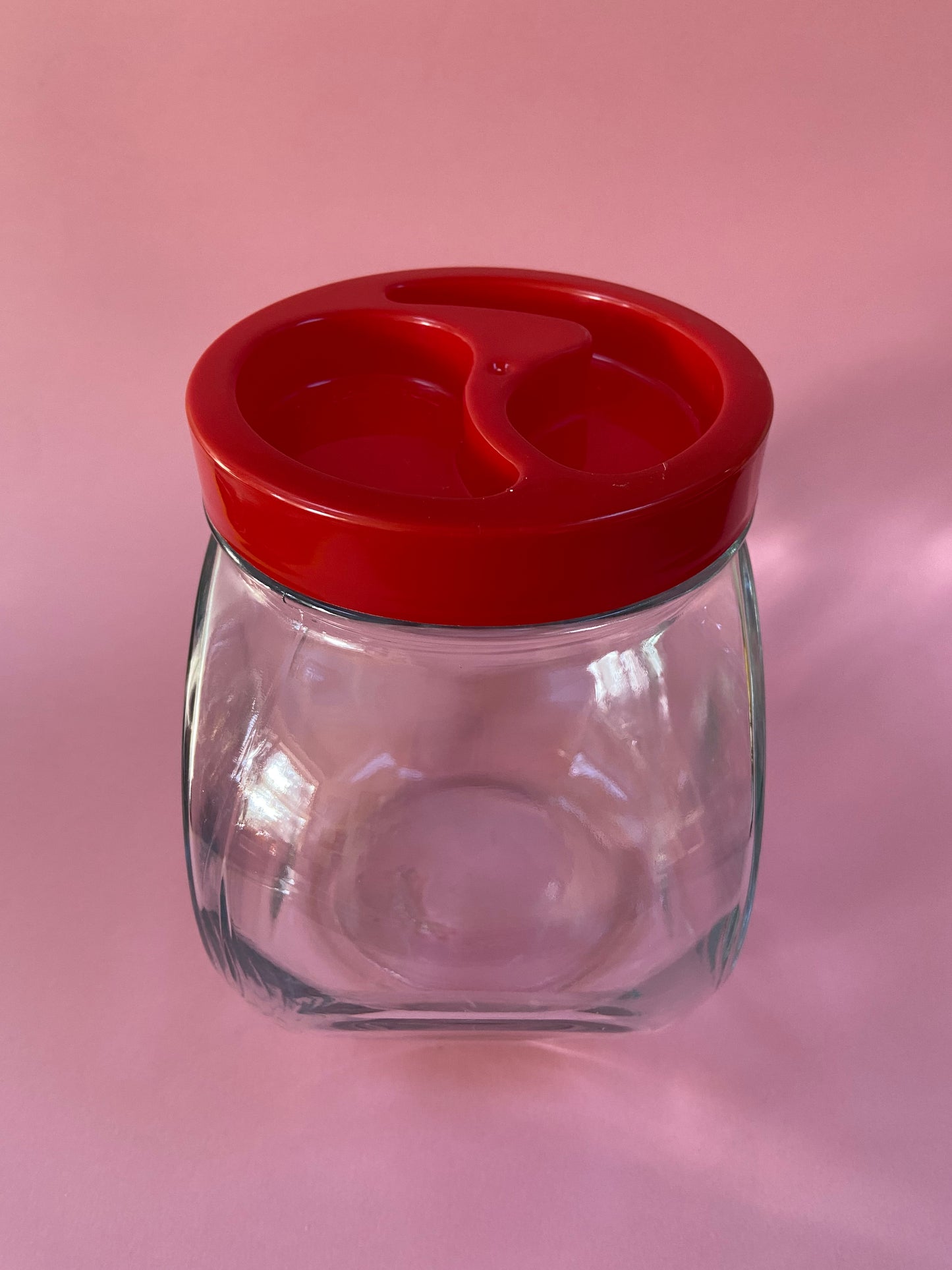 PASABAHCE glass candy box with RED cap