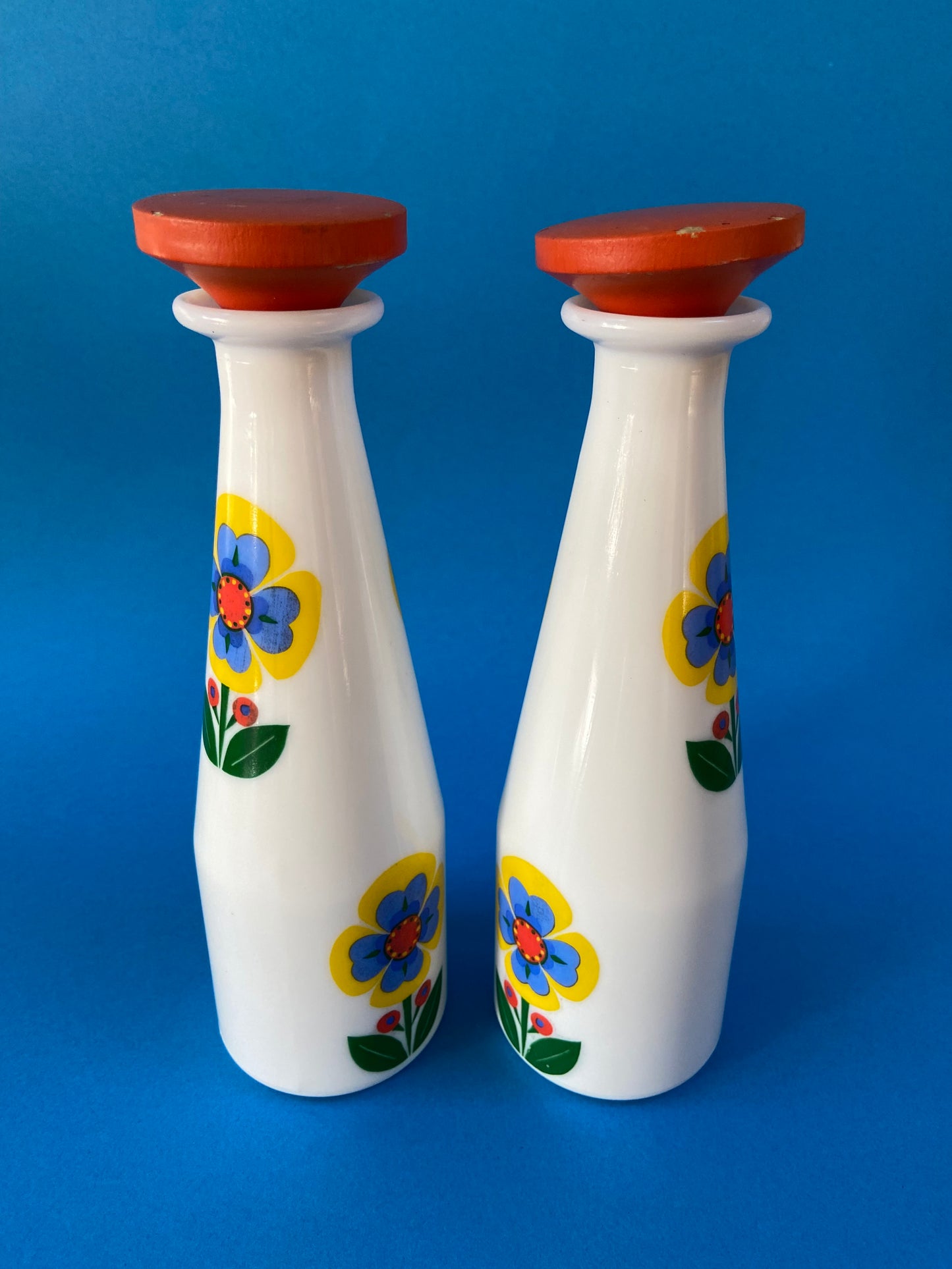 Bouteilles de conservation condiments vintage FLEURS