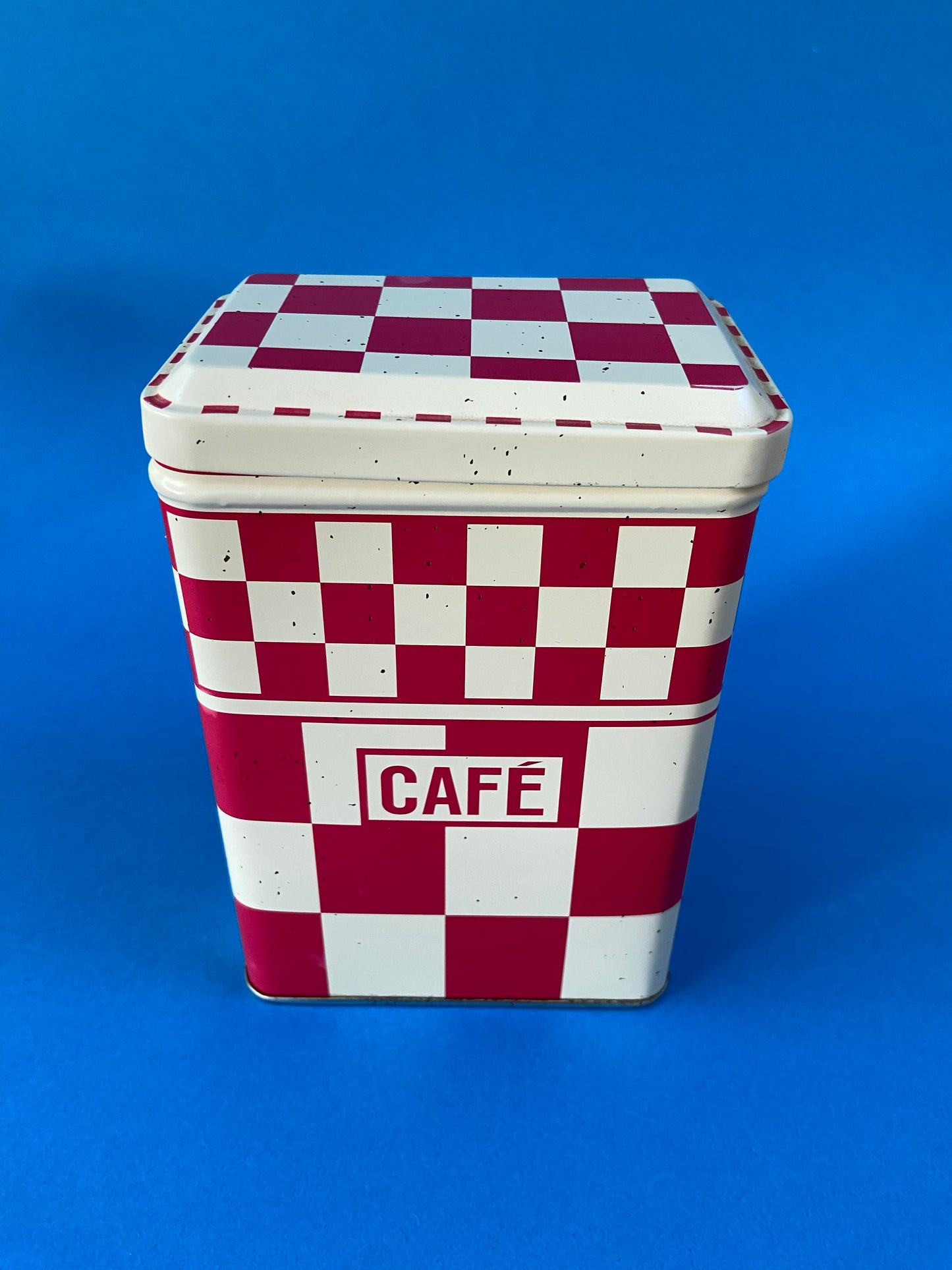 Set of 3 Red Checkered Metal Nesting Boxes