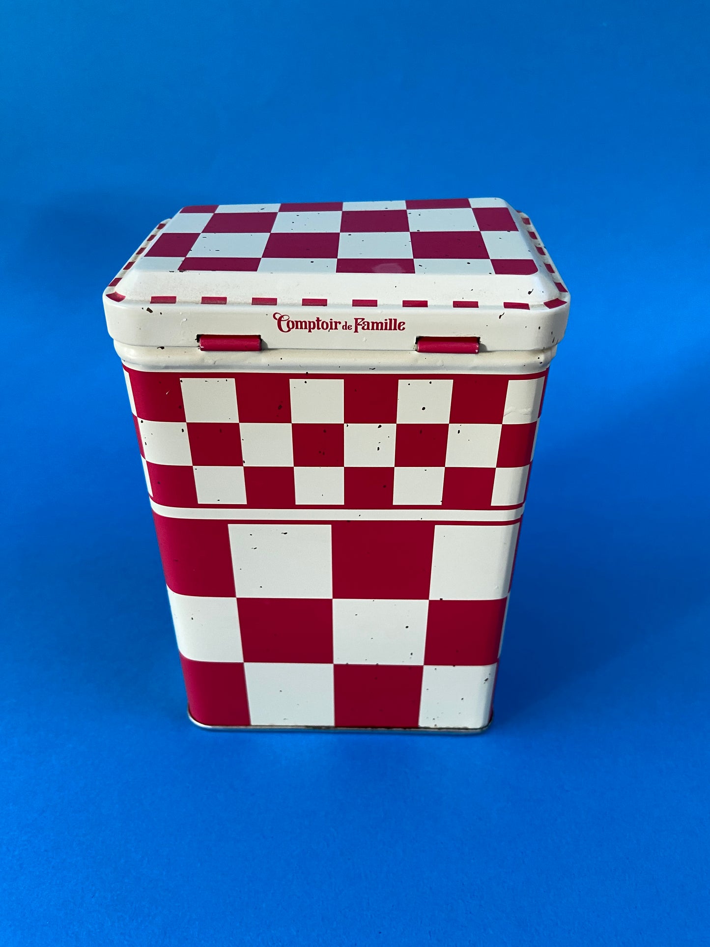 Set of 3 Red Checkered Metal Nesting Boxes