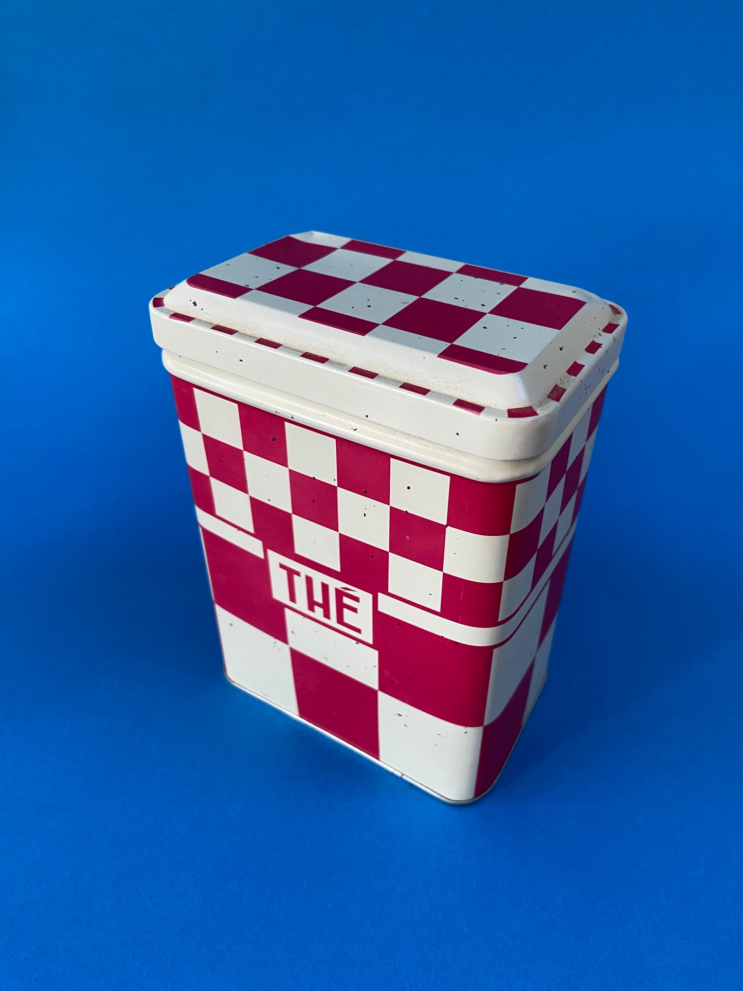 Set of 3 Red Checkered Metal Nesting Boxes