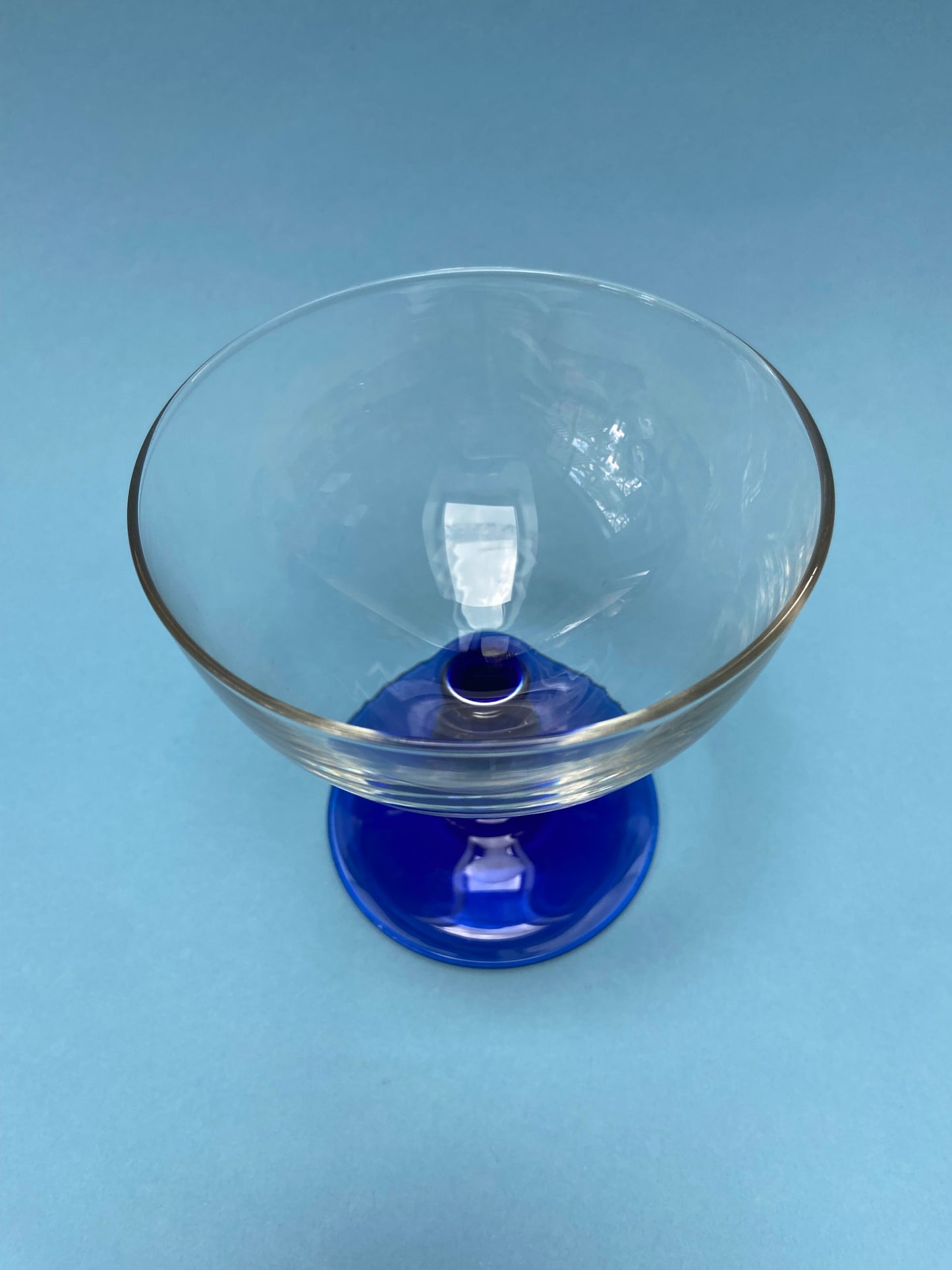 Coupe à dessert verre pied BLEU