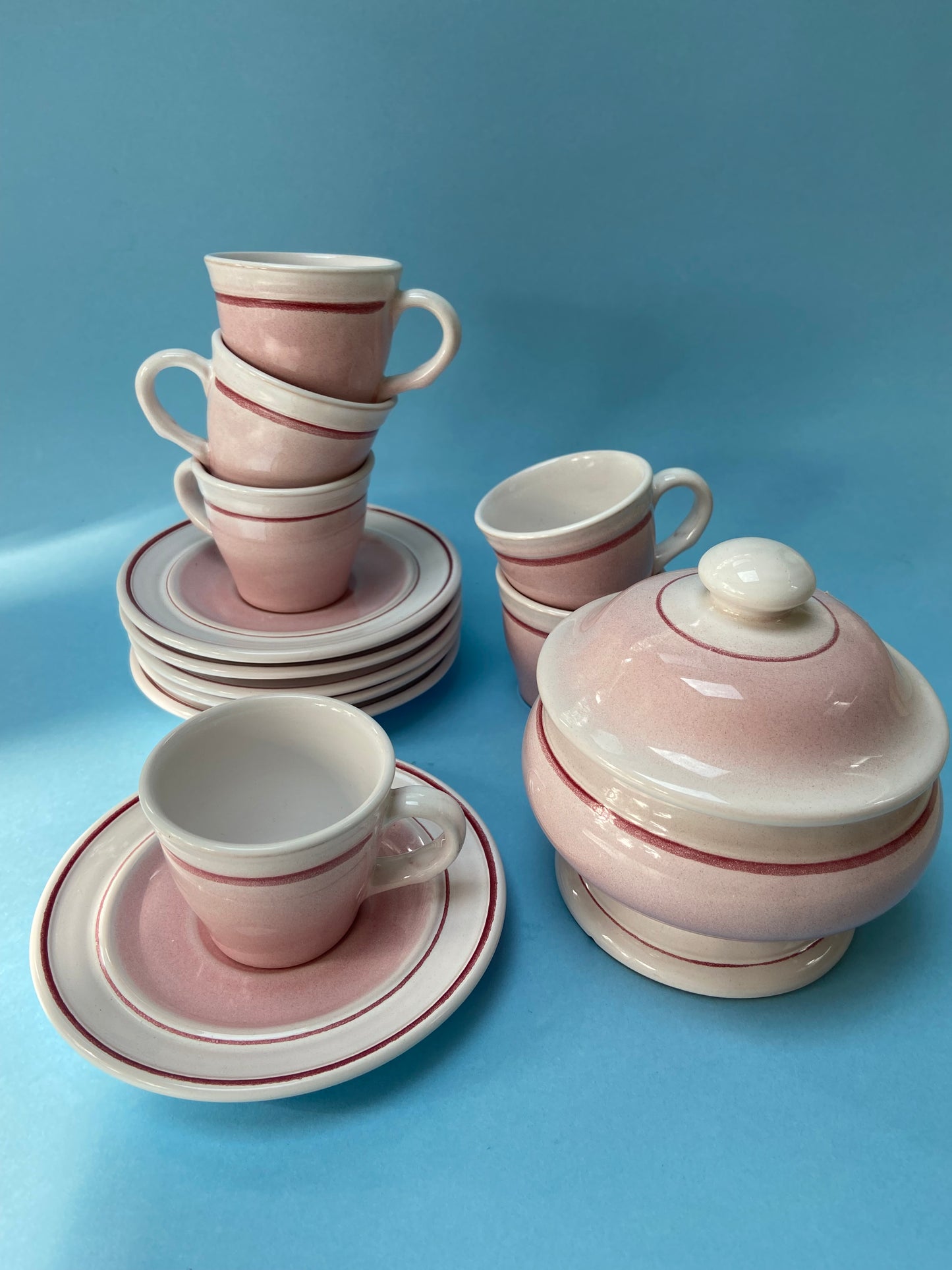 Very soft pink ceramic coffee set