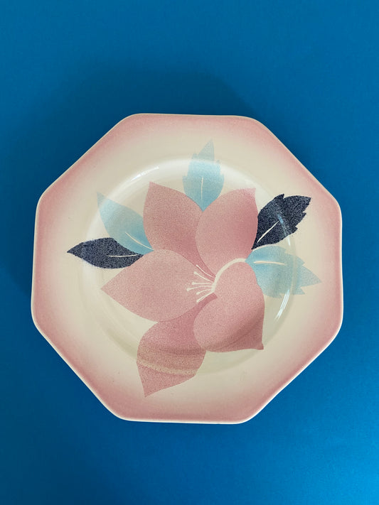 NIDERVILLER Flowers Octagonal Plate PINK/BLUE