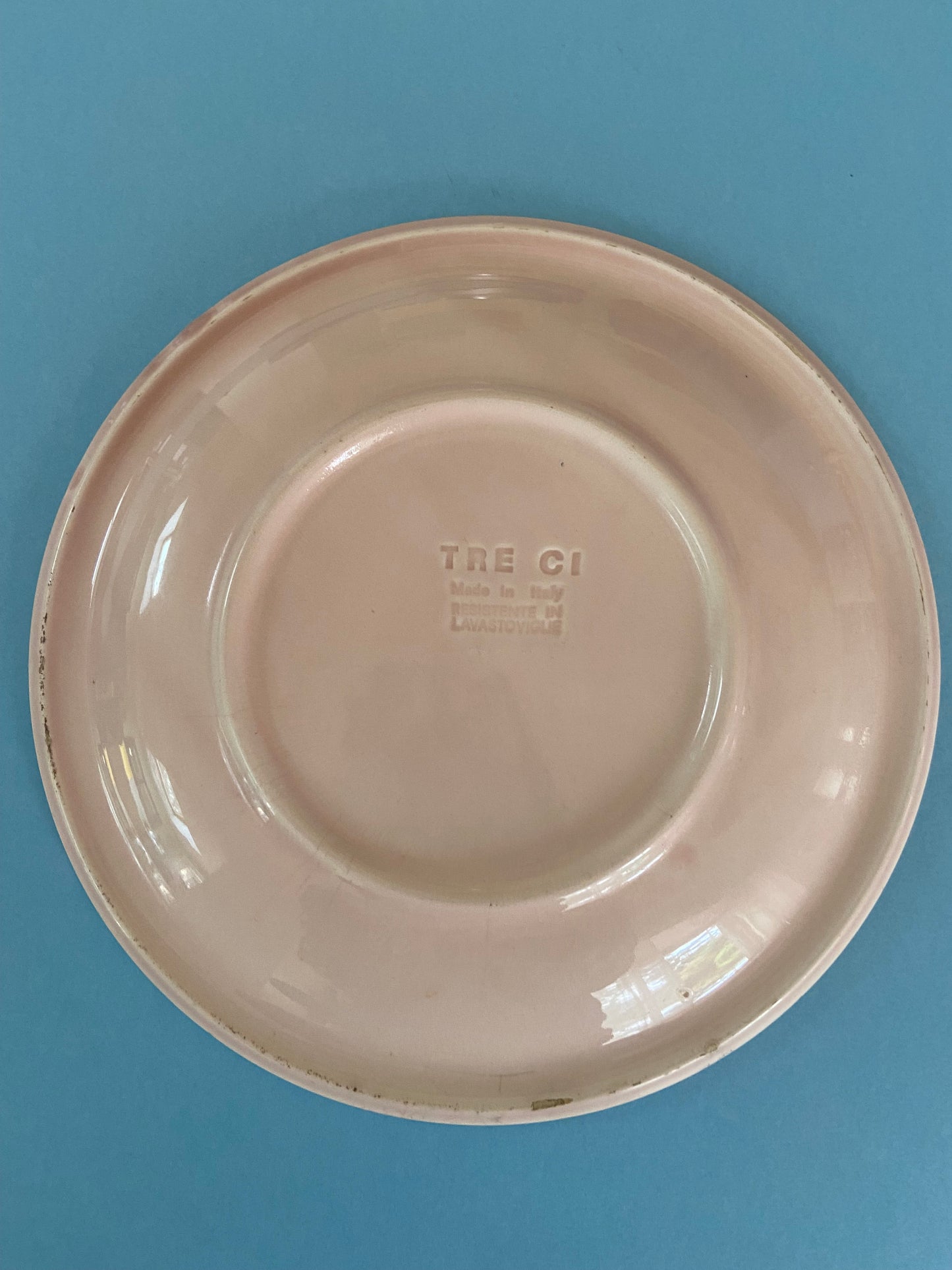 Pink dessert plate made in Italy soft pattern