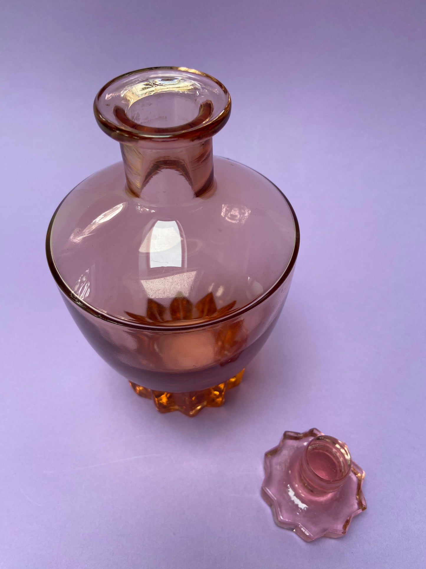 Vintage pink glass carafe