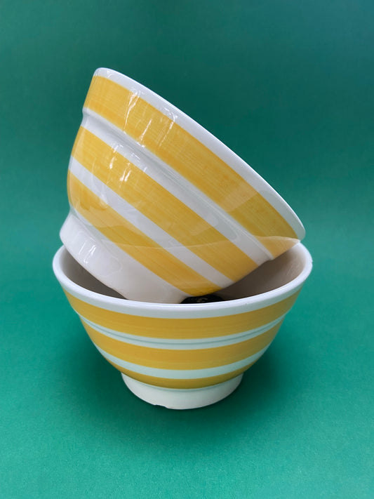 Set of two YELLOW STRIPED bowls