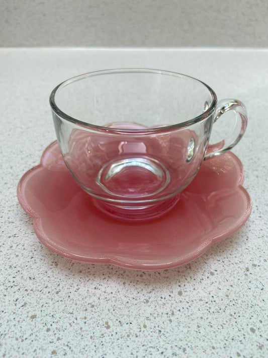 Ensemble tasse et sous tasse Fleur rose ARC