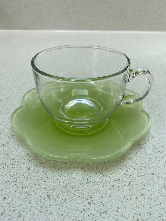 Ensemble tasse et sous tasse Fleur verte ARC