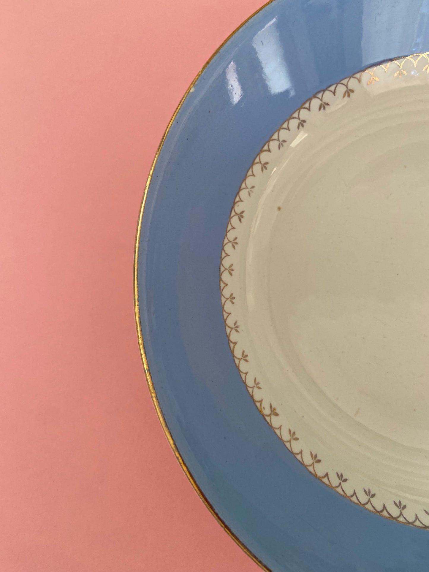 Deep plate in pastel BLUE and gilding