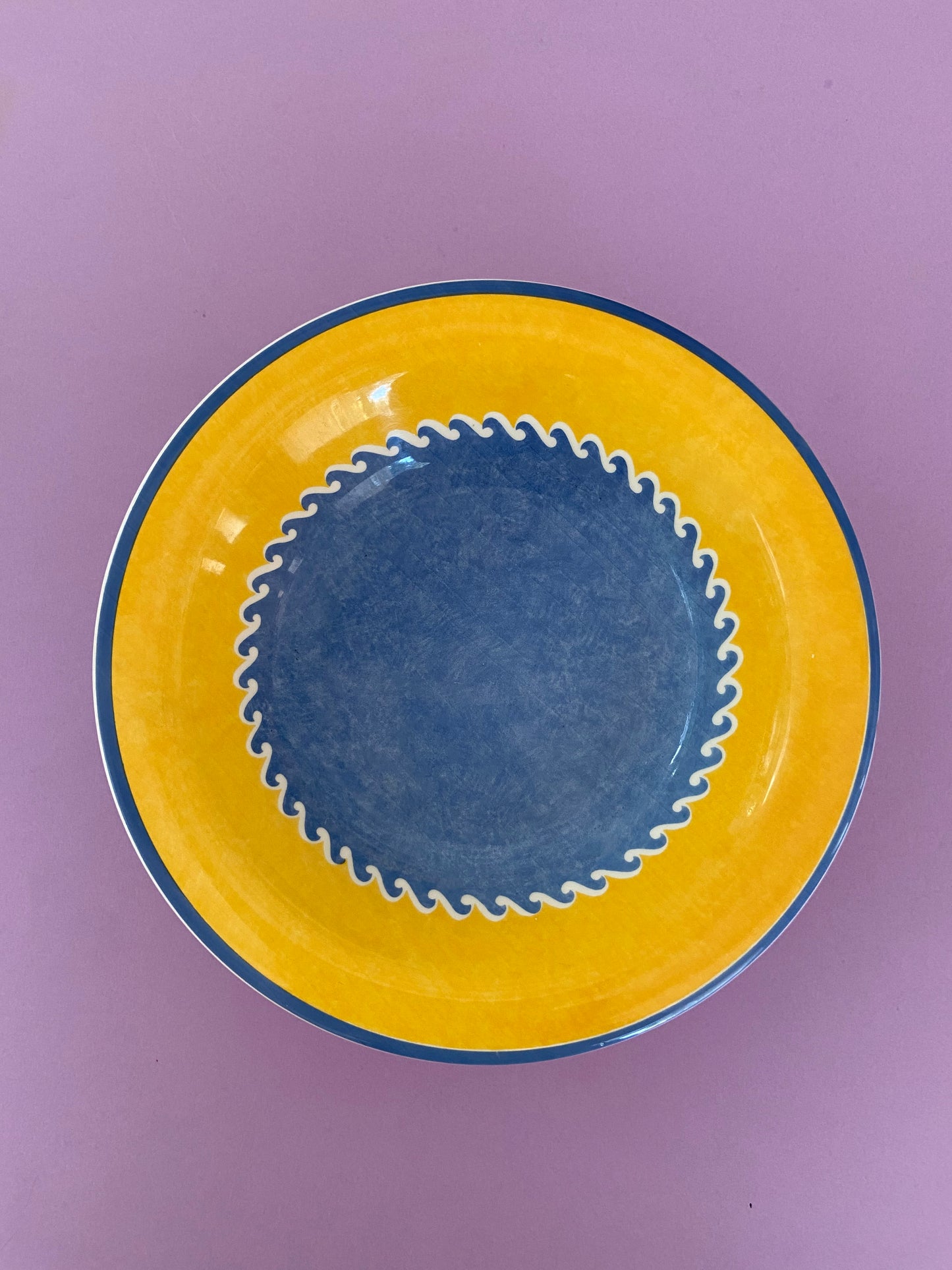 Assiette creuse BLEU/JAUNE