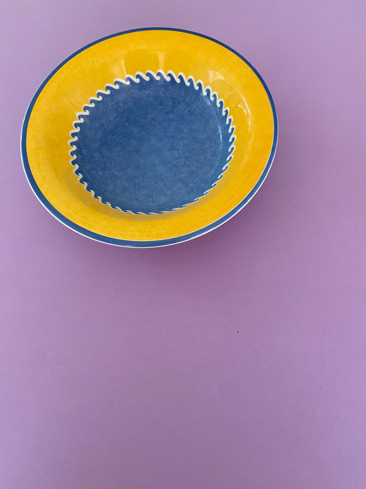 Assiette creuse BLEU/JAUNE