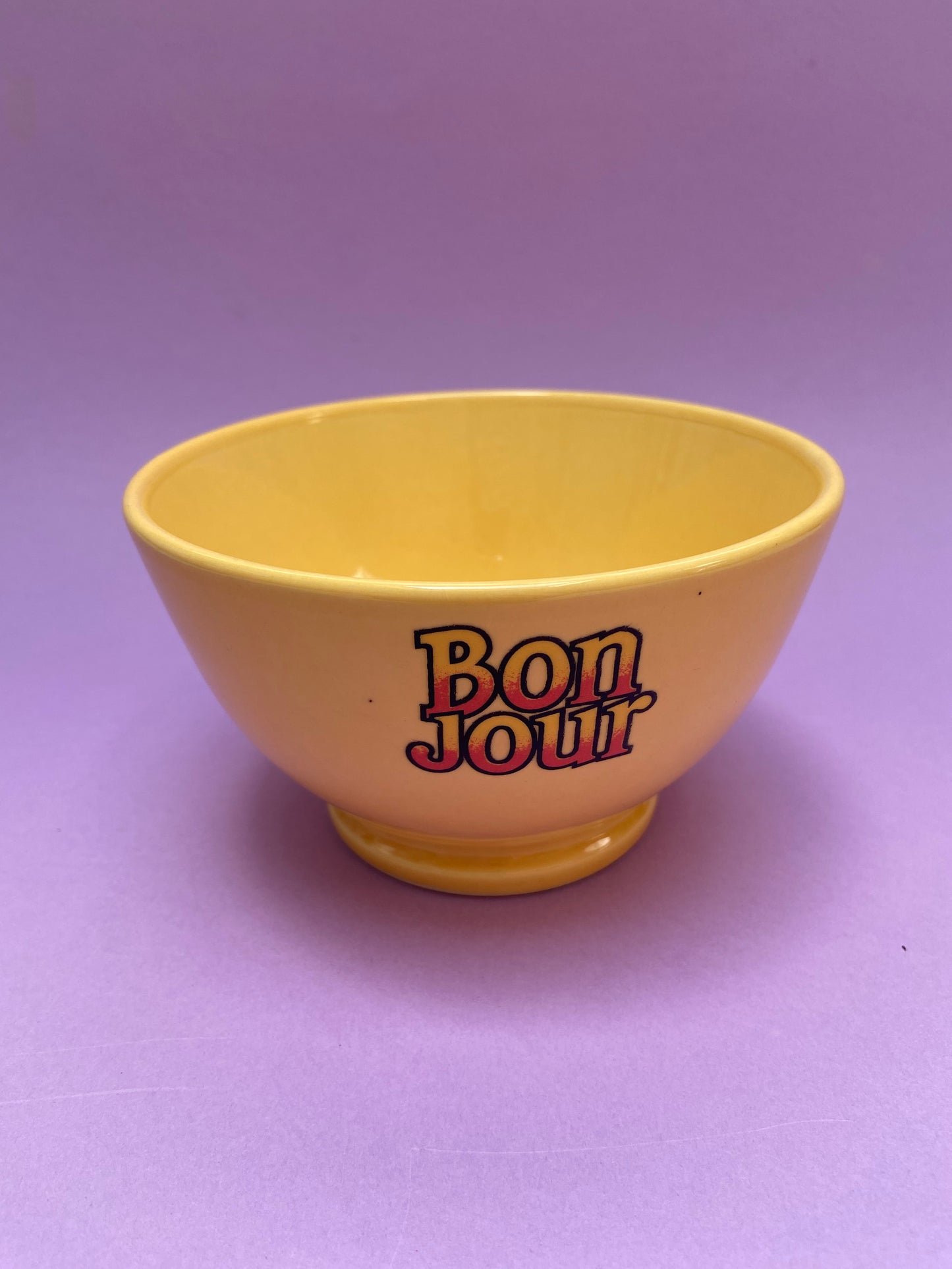 Vintage bowl HELLO pastel YELLOW