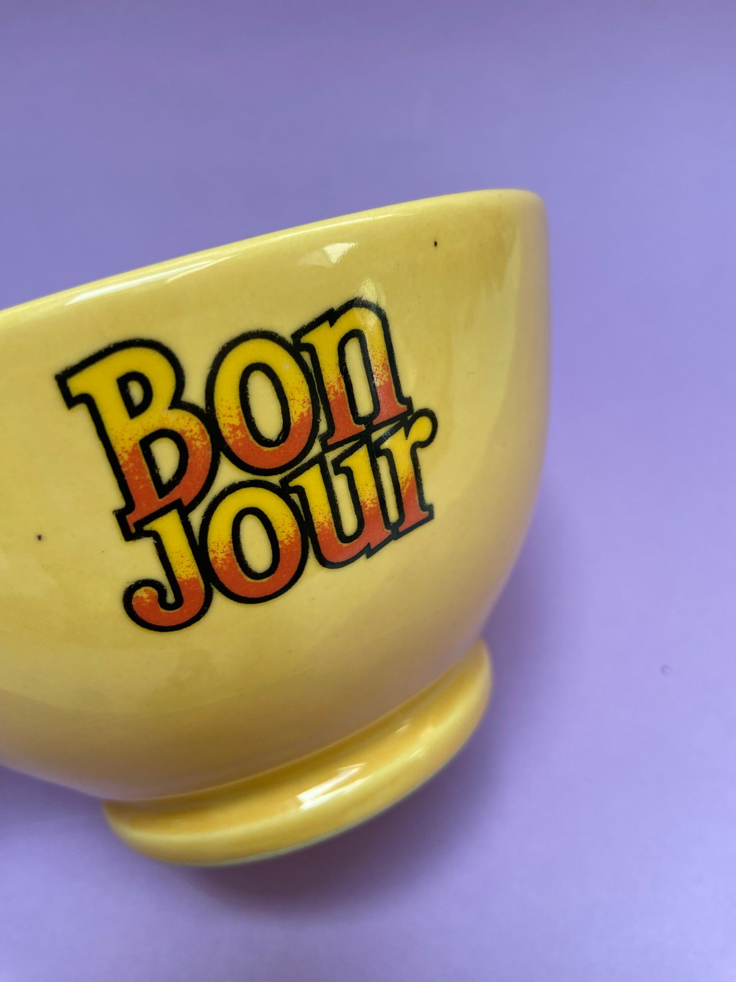 Bol vintage BONJOUR pastel JAUNE