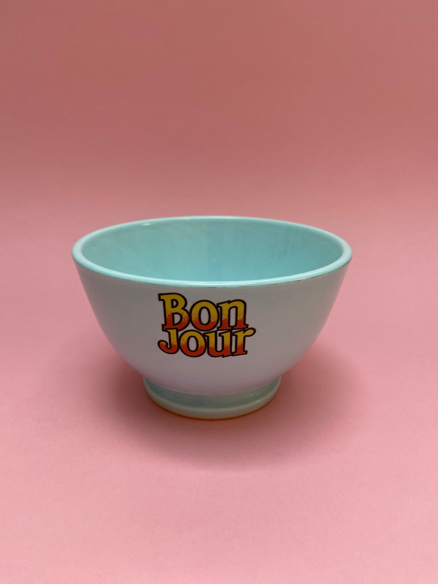 Vintage bowl HELLO pastel BLUE