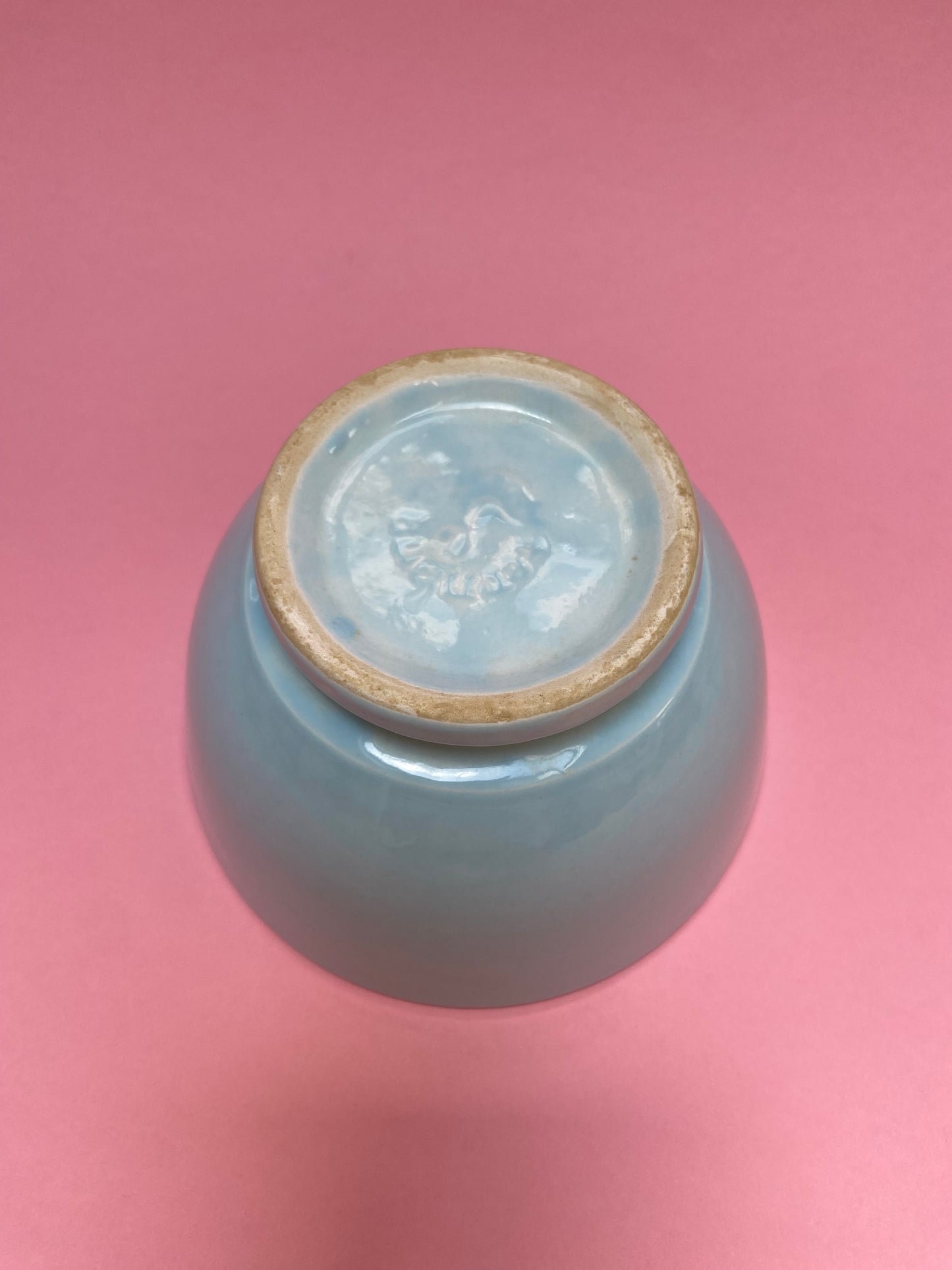 Vintage bowl HELLO pastel BLUE