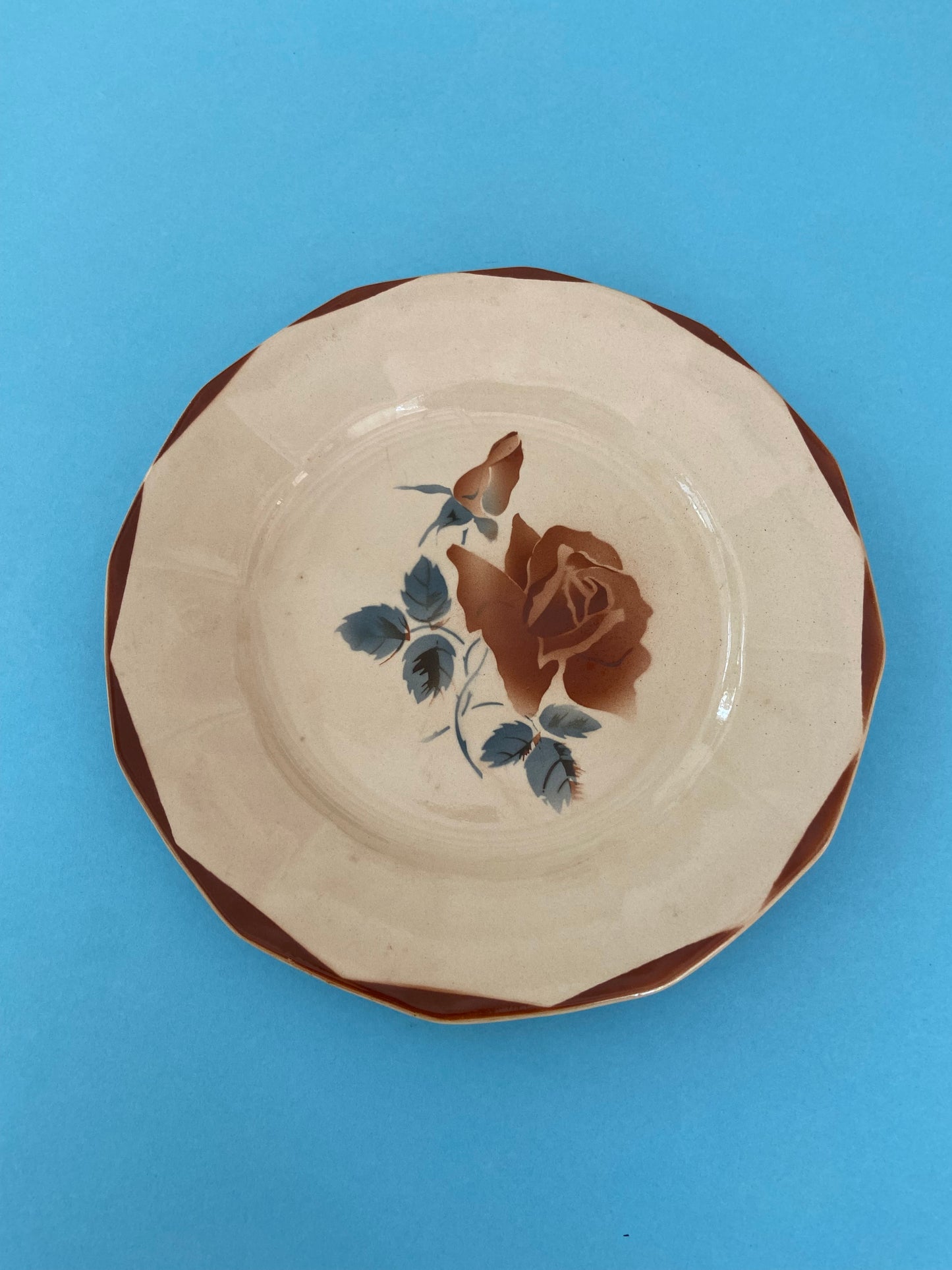 Digoin Sarreguemines flat plate with ROSES motif