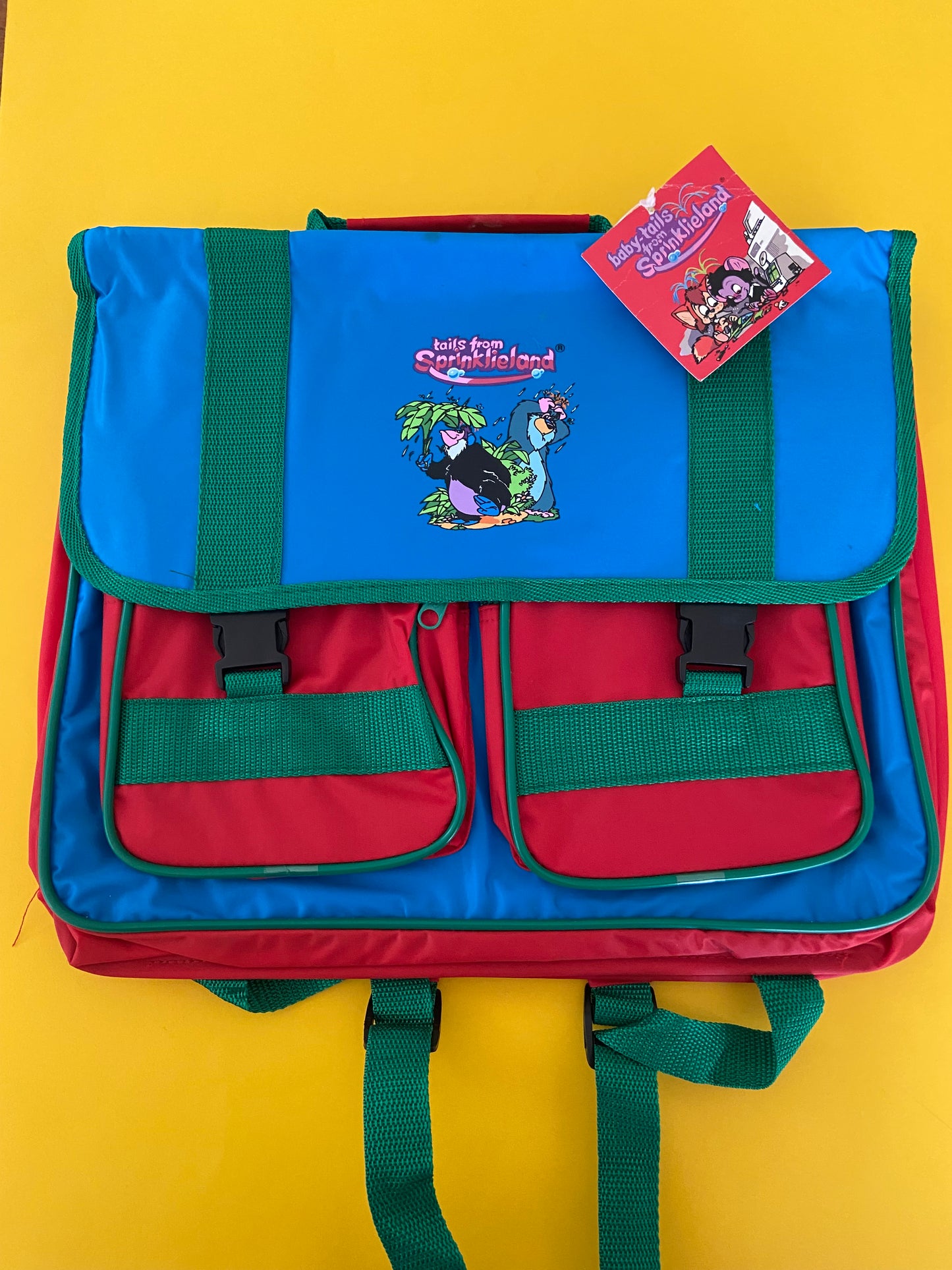 Vintage schoolbag NEW red/blue/green