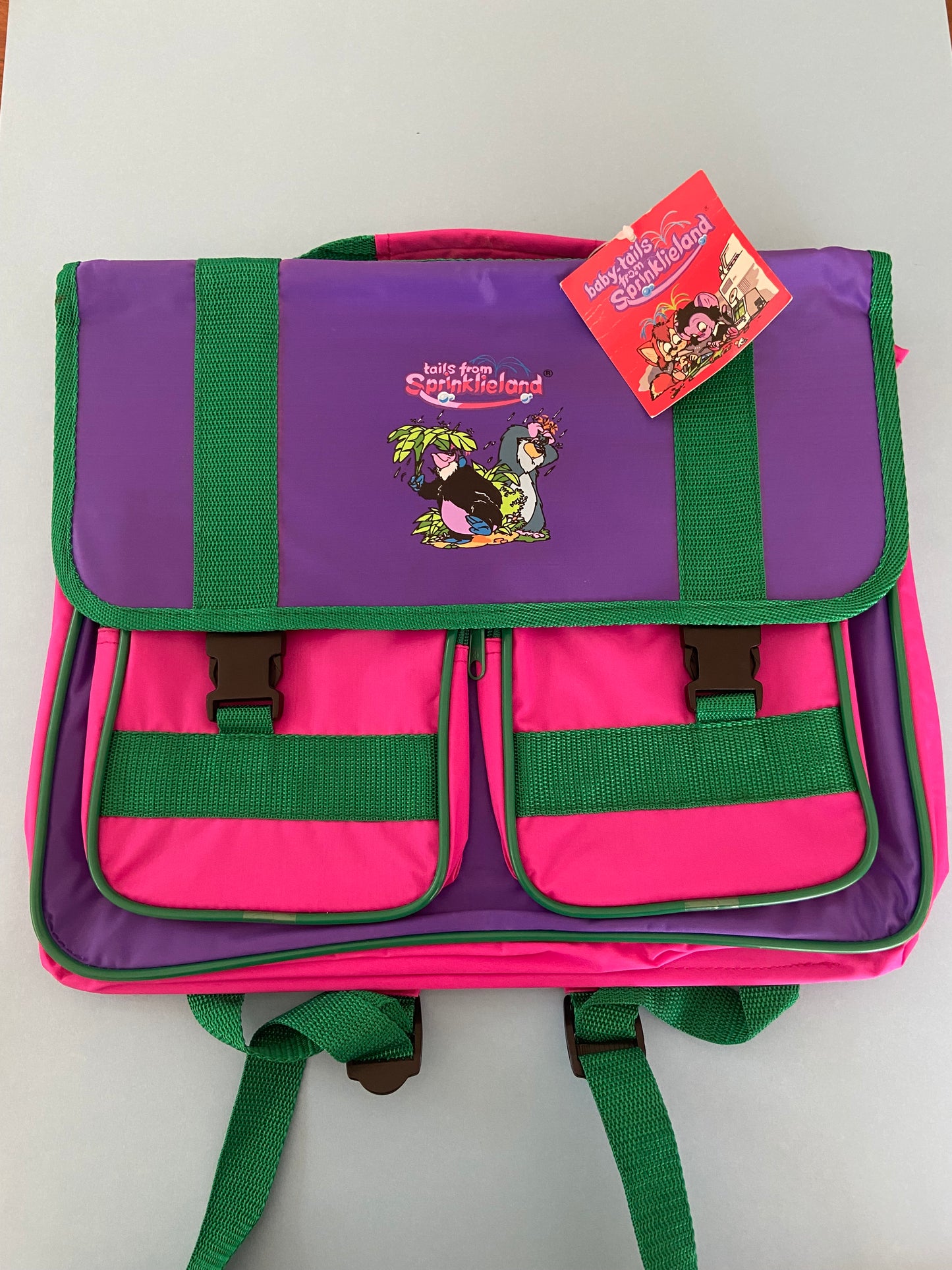 Vintage schoolbag NEW pink/purple/green