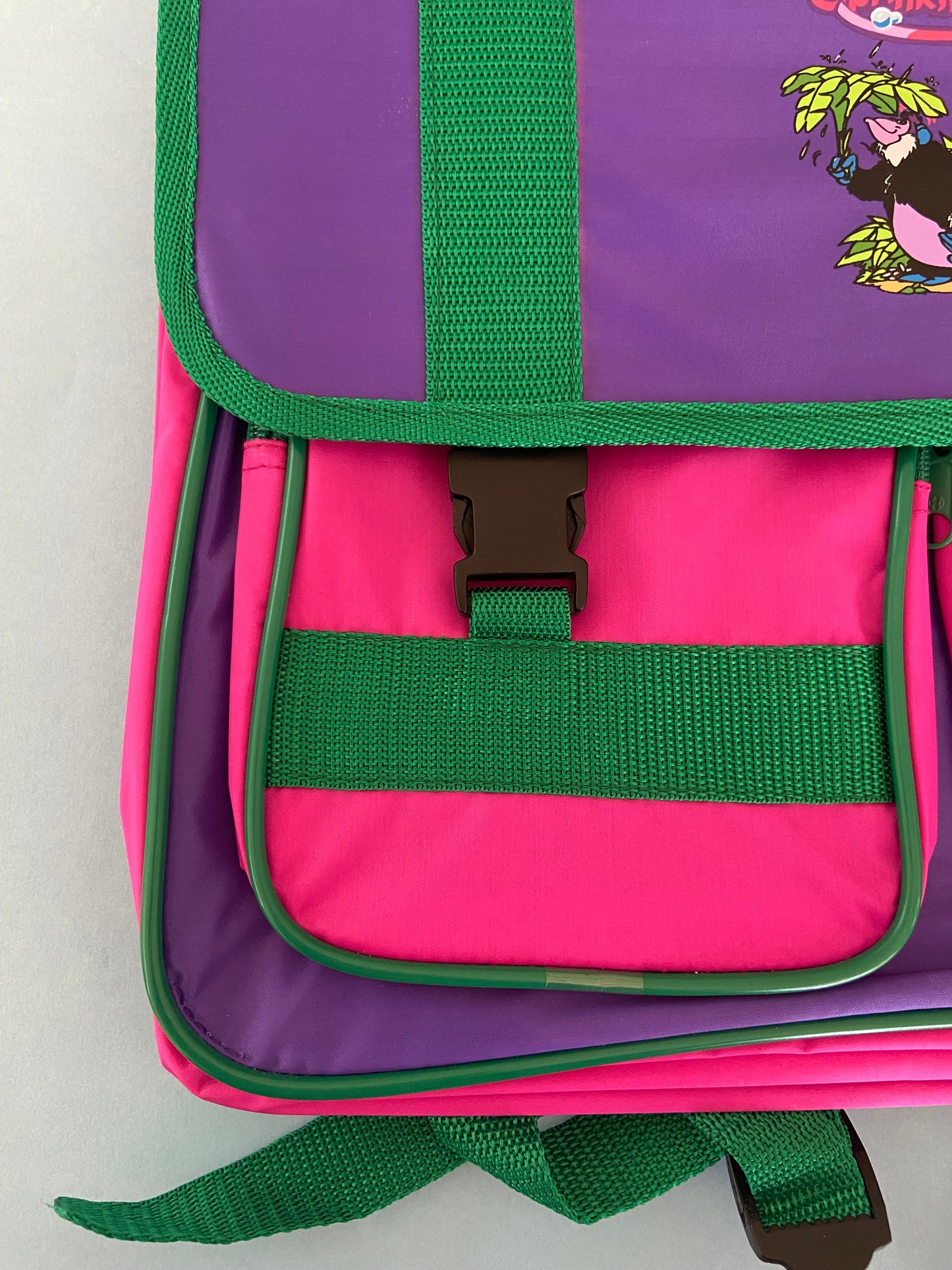 Cartable vintage NEUF rose/violet/vert