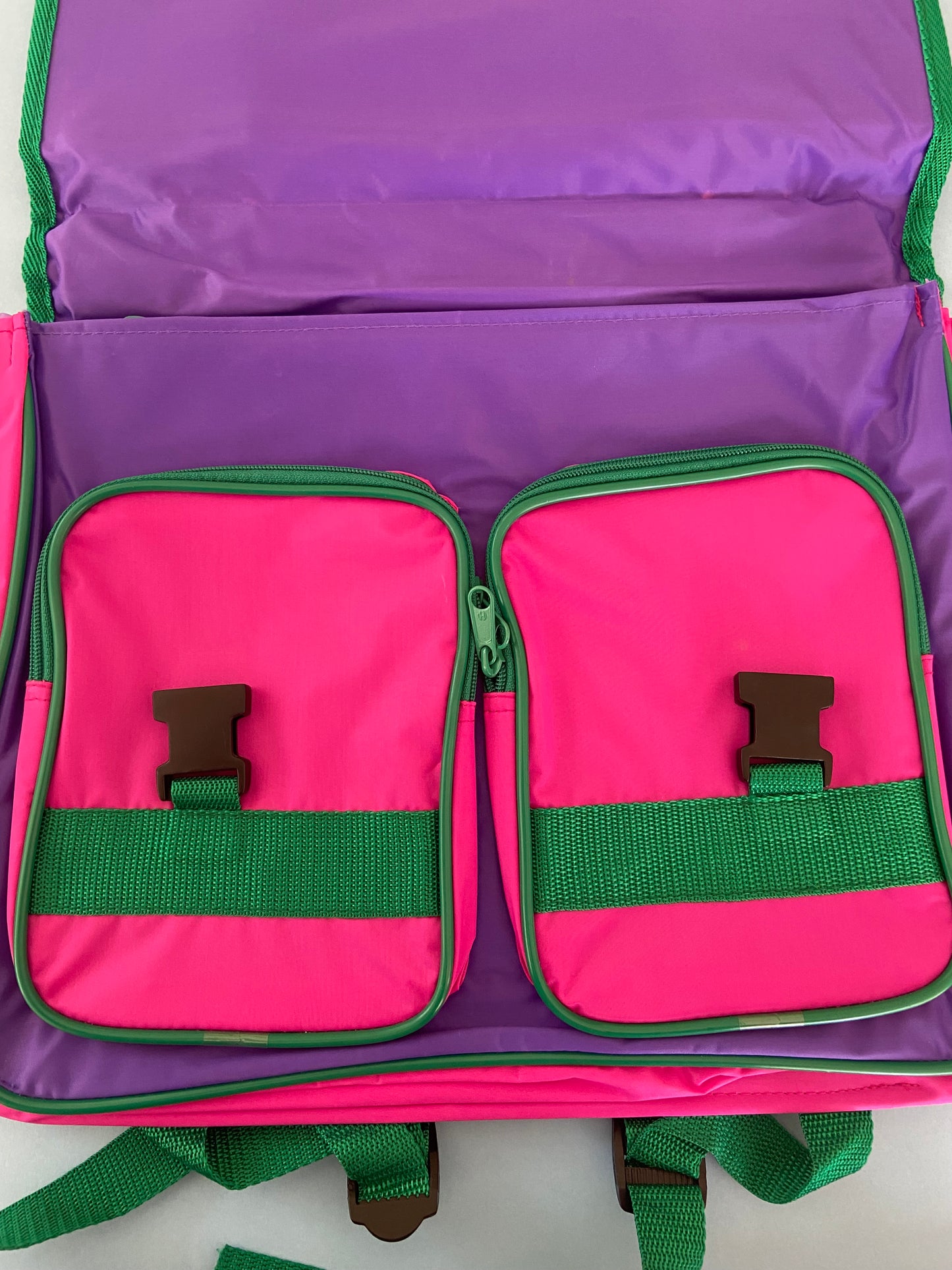 Vintage schoolbag NEW pink/purple/green